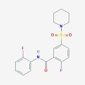 molecular formula C18H18F2N2O3S B5152406 2-fluoro-N-(2-fluorophenyl)-5-(1-piperidinylsulfonyl)benzamide 