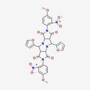 molecular formula C32H24N6O12 B5152437 5,10-di-2-furyl-2,7-bis(4-methoxy-2-nitrophenyl)tetrahydropyrrolo[3,4-c]pyrrolo[3',4':4,5]pyrazolo[1,2-a]pyrazole-1,3,6,8(2H,3aH,5H,7H)-tetrone 