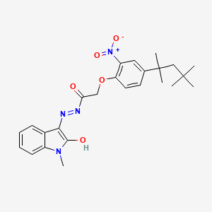 molecular formula C25H30N4O5 B5152451 N'-(1-methyl-2-oxo-1,2-dihydro-3H-indol-3-ylidene)-2-[2-nitro-4-(1,1,3,3-tetramethylbutyl)phenoxy]acetohydrazide 