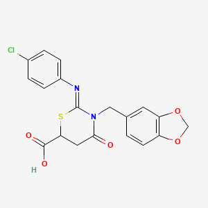 3-(1,3-benzodioxol-5-ylmethyl)-2-[(4-chlorophenyl)imino]-4-oxo-1,3-thiazinane-6-carboxylic acid