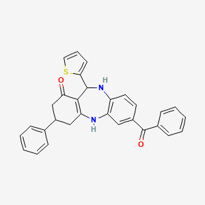 molecular formula C30H24N2O2S B5152498 7-benzoyl-3-phenyl-11-(2-thienyl)-2,3,4,5,10,11-hexahydro-1H-dibenzo[b,e][1,4]diazepin-1-one 
