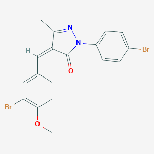 molecular formula C18H14Br2N2O2 B515250 4-(3-bromo-4-methoxybenzylidene)-2-(4-bromophenyl)-5-methyl-2,4-dihydro-3H-pyrazol-3-one 