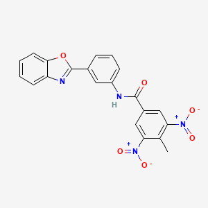 molecular formula C21H14N4O6 B5152501 N-[3-(1,3-benzoxazol-2-yl)phenyl]-4-methyl-3,5-dinitrobenzamide 