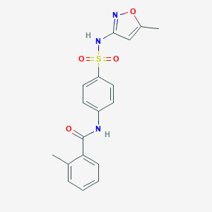 molecular formula C18H17N3O4S B515251 2-Methyl-N-[4-(5-methyl-isoxazol-3-ylsulfamoyl)-phenyl]-benzamide 