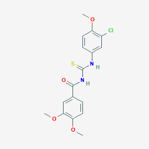 molecular formula C17H17ClN2O4S B515254 N-[(3-chloro-4-methoxyphenyl)carbamothioyl]-3,4-dimethoxybenzamide 