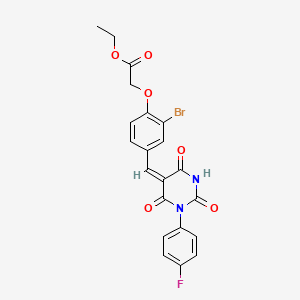 molecular formula C21H16BrFN2O6 B5152570 ethyl (2-bromo-4-{[1-(4-fluorophenyl)-2,4,6-trioxotetrahydro-5(2H)-pyrimidinylidene]methyl}phenoxy)acetate 