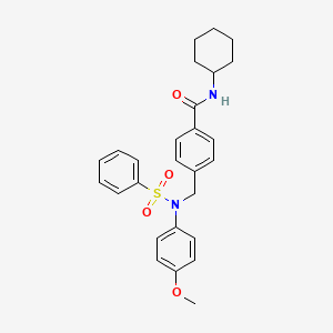 molecular formula C27H30N2O4S B5152652 N-cyclohexyl-4-{[(4-methoxyphenyl)(phenylsulfonyl)amino]methyl}benzamide 