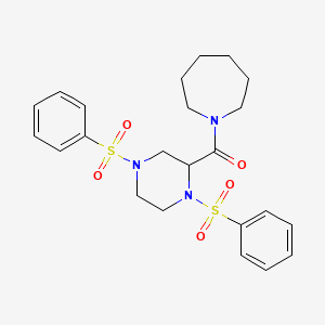 molecular formula C23H29N3O5S2 B5152660 1-{[1,4-bis(phenylsulfonyl)-2-piperazinyl]carbonyl}azepane 