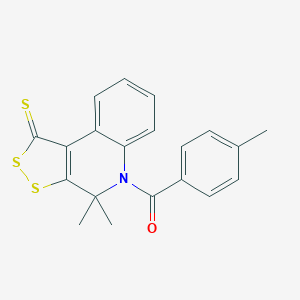 molecular formula C20H17NOS3 B515269 4,4-dimethyl-5-(4-methylbenzoyl)-4,5-dihydro-1H-[1,2]dithiolo[3,4-c]quinoline-1-thione CAS No. 293760-16-4