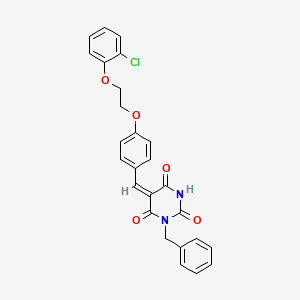 molecular formula C26H21ClN2O5 B5152702 1-benzyl-5-{4-[2-(2-chlorophenoxy)ethoxy]benzylidene}-2,4,6(1H,3H,5H)-pyrimidinetrione 