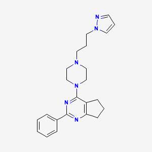 molecular formula C23H28N6 B5152710 2-phenyl-4-{4-[3-(1H-pyrazol-1-yl)propyl]-1-piperazinyl}-6,7-dihydro-5H-cyclopenta[d]pyrimidine 