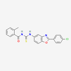 molecular formula C22H16ClN3O2S B5152711 N-({[2-(4-chlorophenyl)-1,3-benzoxazol-5-yl]amino}carbonothioyl)-2-methylbenzamide 