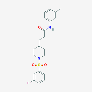 molecular formula C21H25FN2O3S B5152715 3-{1-[(3-fluorophenyl)sulfonyl]-4-piperidinyl}-N-(3-methylphenyl)propanamide 