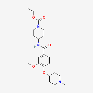molecular formula C22H33N3O5 B5152789 ethyl 4-({3-methoxy-4-[(1-methyl-4-piperidinyl)oxy]benzoyl}amino)-1-piperidinecarboxylate 