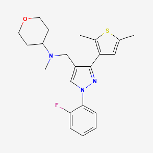 molecular formula C22H26FN3OS B5152822 N-{[3-(2,5-dimethyl-3-thienyl)-1-(2-fluorophenyl)-1H-pyrazol-4-yl]methyl}-N-methyltetrahydro-2H-pyran-4-amine 