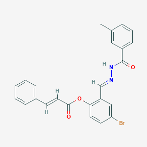molecular formula C24H19BrN2O3 B515288 4-Bromo-2-(2-(3-methylbenzoyl)carbohydrazonoyl)phenyl 3-phenylacrylate 