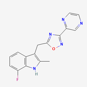 molecular formula C16H12FN5O B5152885 7-fluoro-2-methyl-3-{[3-(2-pyrazinyl)-1,2,4-oxadiazol-5-yl]methyl}-1H-indole 