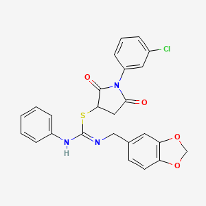 1-(3-chlorophenyl)-2,5-dioxo-3-pyrrolidinyl N-(1,3-benzodioxol-5-ylmethyl)-N'-phenylimidothiocarbamate