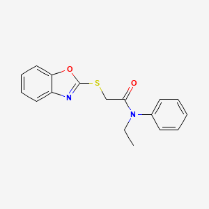 molecular formula C17H16N2O2S B5152895 2-(1,3-benzoxazol-2-ylthio)-N-ethyl-N-phenylacetamide 