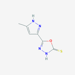 molecular formula C6H6N4OS B5152906 5-(3-methyl-1H-pyrazol-5-yl)-1,3,4-oxadiazole-2-thiol 