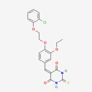 molecular formula C21H19ClN2O5S B5152920 5-{4-[2-(2-chlorophenoxy)ethoxy]-3-ethoxybenzylidene}-2-thioxodihydro-4,6(1H,5H)-pyrimidinedione 