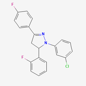 molecular formula C21H15ClF2N2 B5152949 1-(3-chlorophenyl)-5-(2-fluorophenyl)-3-(4-fluorophenyl)-4,5-dihydro-1H-pyrazole 