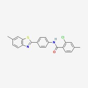 molecular formula C22H17ClN2OS B5152954 2-chloro-4-methyl-N-[4-(6-methyl-1,3-benzothiazol-2-yl)phenyl]benzamide 