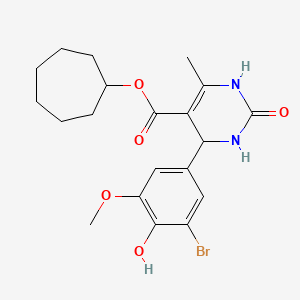molecular formula C20H25BrN2O5 B5152959 cycloheptyl 4-(3-bromo-4-hydroxy-5-methoxyphenyl)-6-methyl-2-oxo-1,2,3,4-tetrahydro-5-pyrimidinecarboxylate 
