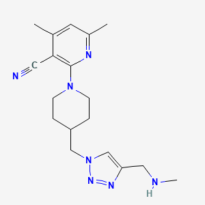 molecular formula C18H25N7 B5152979 4,6-dimethyl-2-[4-({4-[(methylamino)methyl]-1H-1,2,3-triazol-1-yl}methyl)-1-piperidinyl]nicotinonitrile bis(trifluoroacetate) 