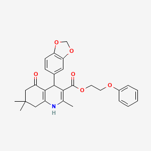 molecular formula C28H29NO6 B5153008 2-phenoxyethyl 4-(1,3-benzodioxol-5-yl)-2,7,7-trimethyl-5-oxo-1,4,5,6,7,8-hexahydro-3-quinolinecarboxylate 