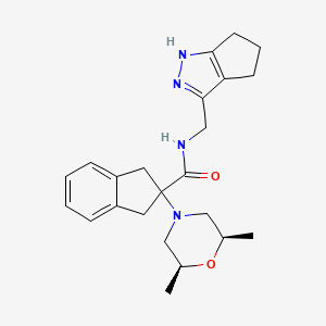 molecular formula C23H30N4O2 B5153025 2-[(2R*,6S*)-2,6-dimethyl-4-morpholinyl]-N-(1,4,5,6-tetrahydrocyclopenta[c]pyrazol-3-ylmethyl)-2-indanecarboxamide 