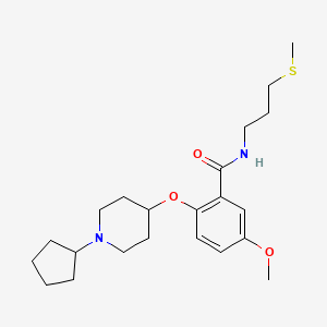 molecular formula C22H34N2O3S B5153035 2-[(1-cyclopentyl-4-piperidinyl)oxy]-5-methoxy-N-[3-(methylthio)propyl]benzamide 