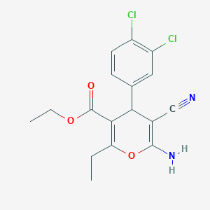 molecular formula C17H16Cl2N2O3 B5153052 ethyl 6-amino-5-cyano-4-(3,4-dichlorophenyl)-2-ethyl-4H-pyran-3-carboxylate 