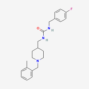molecular formula C22H28FN3O B5153059 N-(4-fluorobenzyl)-N'-{[1-(2-methylbenzyl)-4-piperidinyl]methyl}urea 