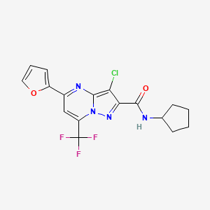 molecular formula C17H14ClF3N4O2 B5153065 3-chloro-N-cyclopentyl-5-(2-furyl)-7-(trifluoromethyl)pyrazolo[1,5-a]pyrimidine-2-carboxamide 