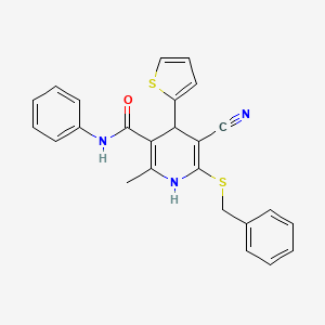 6-(benzylthio)-5-cyano-2-methyl-N-phenyl-4-(2-thienyl)-1,4-dihydro-3-pyridinecarboxamide