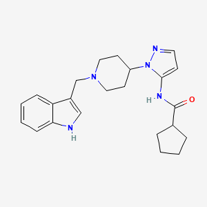 molecular formula C23H29N5O B5153080 N-{1-[1-(1H-indol-3-ylmethyl)-4-piperidinyl]-1H-pyrazol-5-yl}cyclopentanecarboxamide 