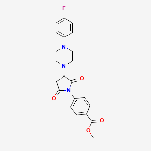 molecular formula C22H22FN3O4 B5153085 methyl 4-{3-[4-(4-fluorophenyl)-1-piperazinyl]-2,5-dioxo-1-pyrrolidinyl}benzoate 