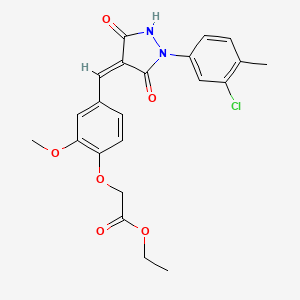 molecular formula C22H21ClN2O6 B5153087 ethyl (4-{[1-(3-chloro-4-methylphenyl)-3,5-dioxo-4-pyrazolidinylidene]methyl}-2-methoxyphenoxy)acetate 
