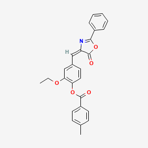2-ethoxy-4-[(5-oxo-2-phenyl-1,3-oxazol-4(5H)-ylidene)methyl]phenyl 4-methylbenzoate