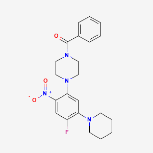 molecular formula C22H25FN4O3 B5153093 1-benzoyl-4-[4-fluoro-2-nitro-5-(1-piperidinyl)phenyl]piperazine 