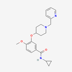 molecular formula C22H27N3O3 B5153098 N-cyclopropyl-4-methoxy-3-{[1-(2-pyridinylmethyl)-4-piperidinyl]oxy}benzamide 