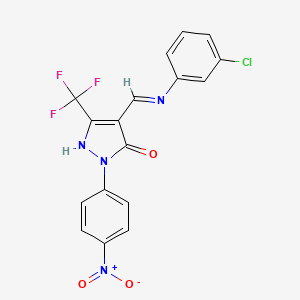 molecular formula C17H10ClF3N4O3 B5153101 4-{[(3-chlorophenyl)amino]methylene}-2-(4-nitrophenyl)-5-(trifluoromethyl)-2,4-dihydro-3H-pyrazol-3-one 