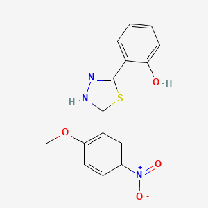 molecular formula C15H13N3O4S B5153114 2-[5-(2-methoxy-5-nitrophenyl)-4,5-dihydro-1,3,4-thiadiazol-2-yl]phenol 