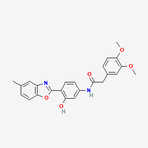 2-(3,4-dimethoxyphenyl)-N-[3-hydroxy-4-(5-methyl-1,3-benzoxazol-2-yl)phenyl]acetamide