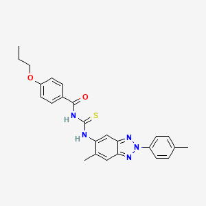 molecular formula C25H25N5O2S B5153196 N-({[6-methyl-2-(4-methylphenyl)-2H-1,2,3-benzotriazol-5-yl]amino}carbonothioyl)-4-propoxybenzamide 