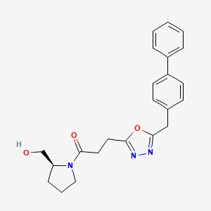 molecular formula C23H25N3O3 B5153236 ((2S)-1-{3-[5-(4-biphenylylmethyl)-1,3,4-oxadiazol-2-yl]propanoyl}-2-pyrrolidinyl)methanol 
