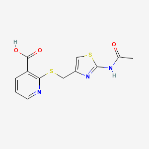 molecular formula C12H11N3O3S2 B5153262 2-({[2-(acetylamino)-1,3-thiazol-4-yl]methyl}thio)nicotinic acid 