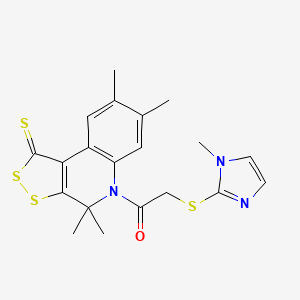 molecular formula C20H21N3OS4 B5153313 4,4,7,8-tetramethyl-5-{[(1-methyl-1H-imidazol-2-yl)thio]acetyl}-4,5-dihydro-1H-[1,2]dithiolo[3,4-c]quinoline-1-thione 