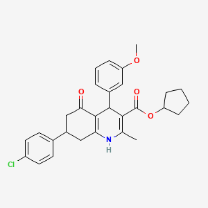 molecular formula C29H30ClNO4 B5153323 cyclopentyl 7-(4-chlorophenyl)-4-(3-methoxyphenyl)-2-methyl-5-oxo-1,4,5,6,7,8-hexahydro-3-quinolinecarboxylate 